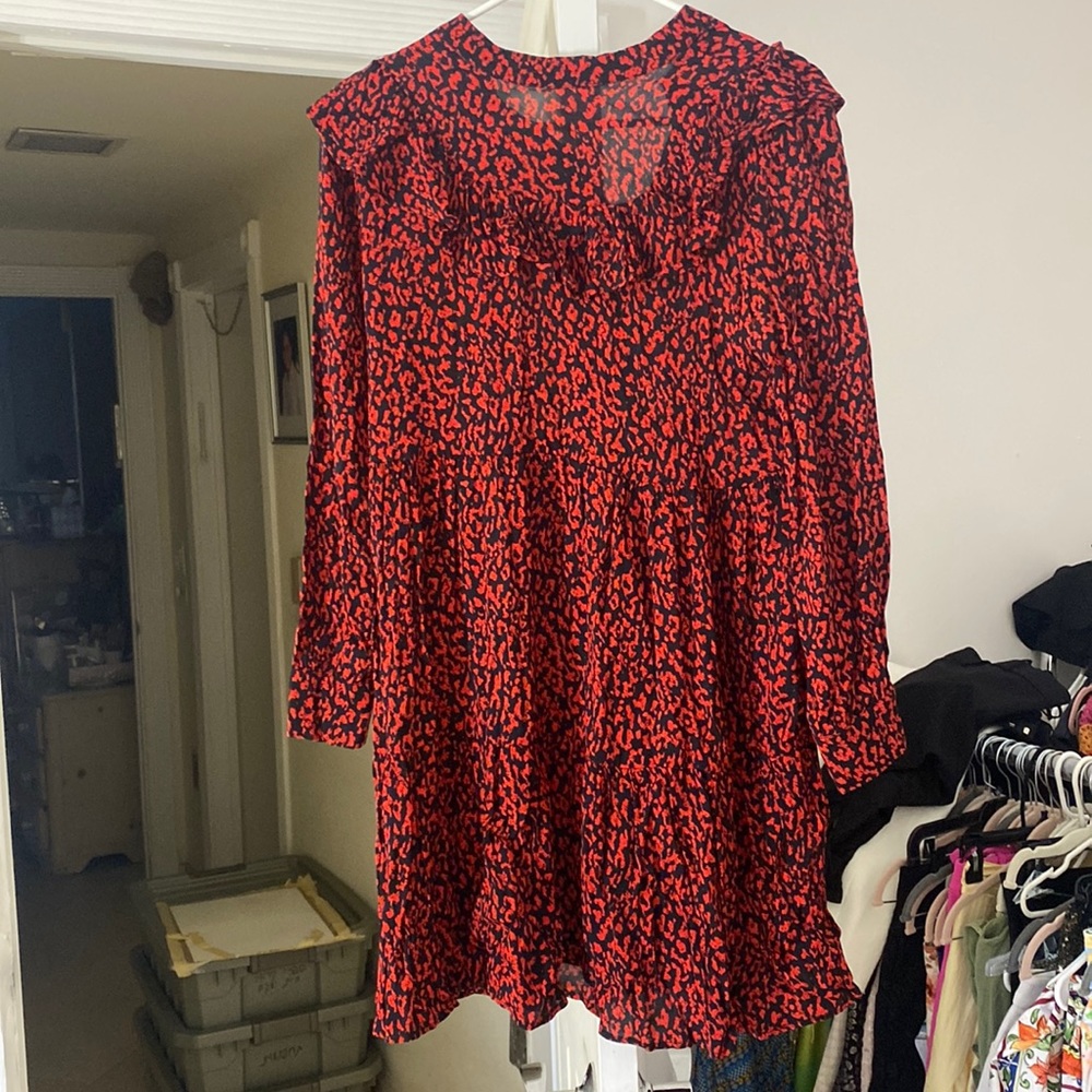 Zara black and red flowers dress